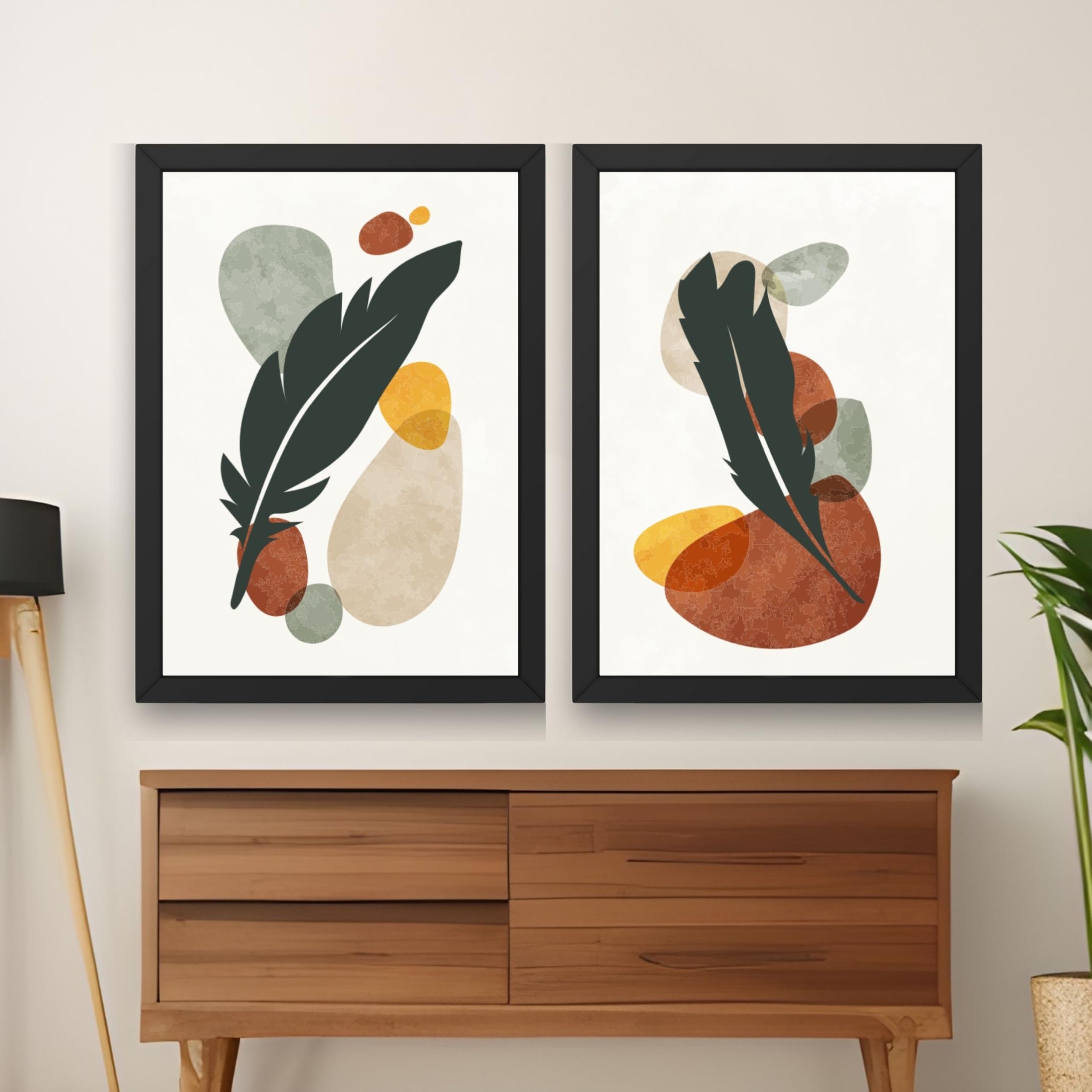 CRAFT QUEST Wall Art Decor Paintings | Set of 2 BOTONICAL Wall Art Frames for Home Decoration | Ideal for Living Room, Bedroom & Office