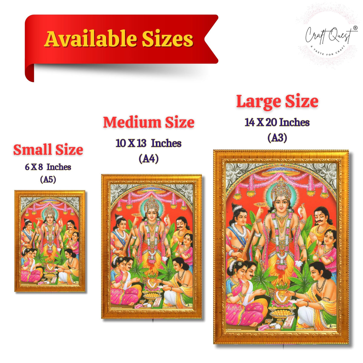 CRAFT QUEST Lord Satyanarayana Swamy Hindu God Satyanarayan Photo Frame | Religious Photo Frame | Ideal for Home, Office, Temple & Puja Room, Wall Decor