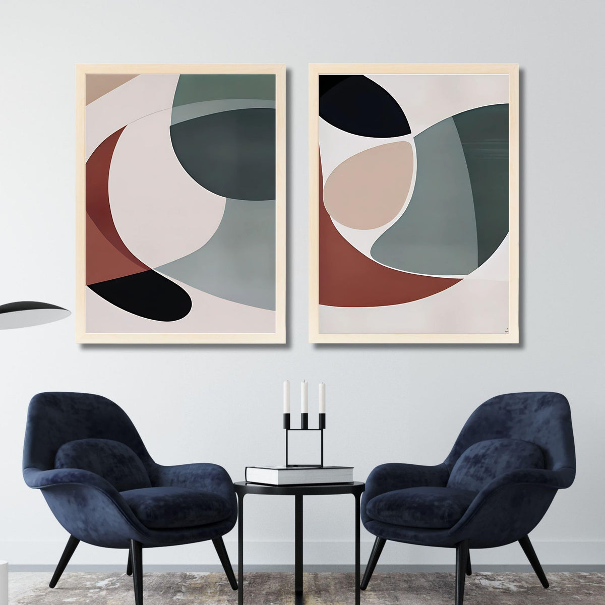 CRAFT QUEST Wall Art Decor Paintings | Set of 2 Minimalist Wall Art Frames for Home Decoration | Perfect for Living Room, Bedroom & Office