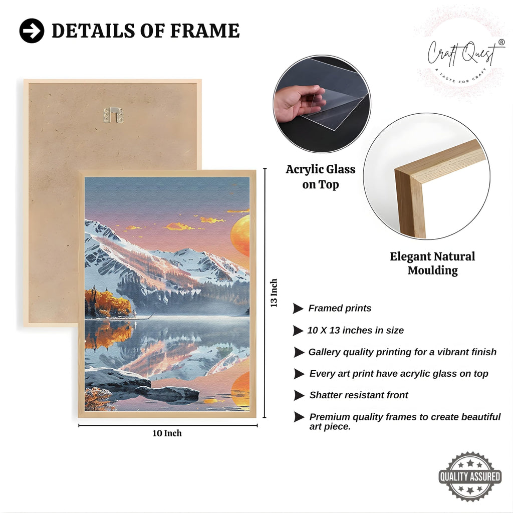 CRAFT QUEST Modern Art Paintings With Lake & Mountains Wall Art | Set of 3 Frames for Home Decoration | Ideal for Living Room, Bedroom & Offices