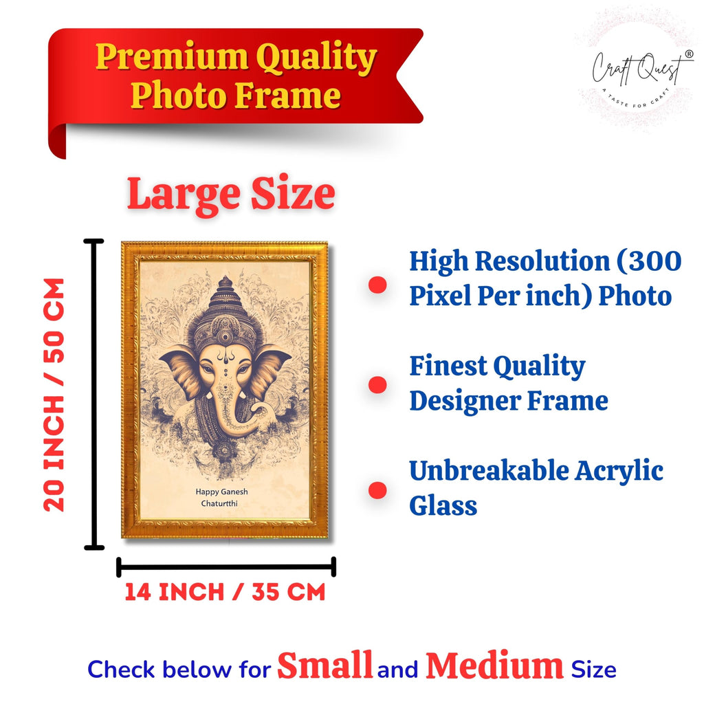 CRAFT QUEST Lord Ganpati Ganesh God Frame for Pooja Room & Wall Decor GA-253
