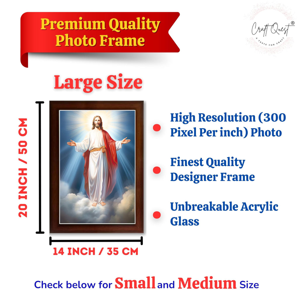 CRAFT QUEST Jesus Christ Wall Artwork Photo Frame Spiritual Christian Wall Décor Item for Room and Prayer