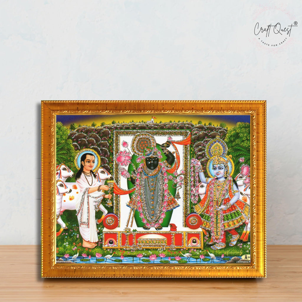 CRAFT QUEST Shrinathji Photo with Frame Shreenathji Photo with Frame Religious Framed Painting Home Decorative Item Synthetic Wood frame