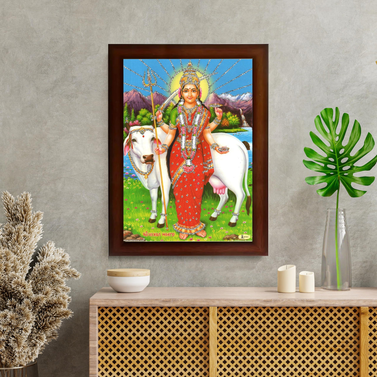 CRAFT QUEST Gatrad Devi Maa Mata Ji Mataji Wall Painting For Home Decor wooden framed
