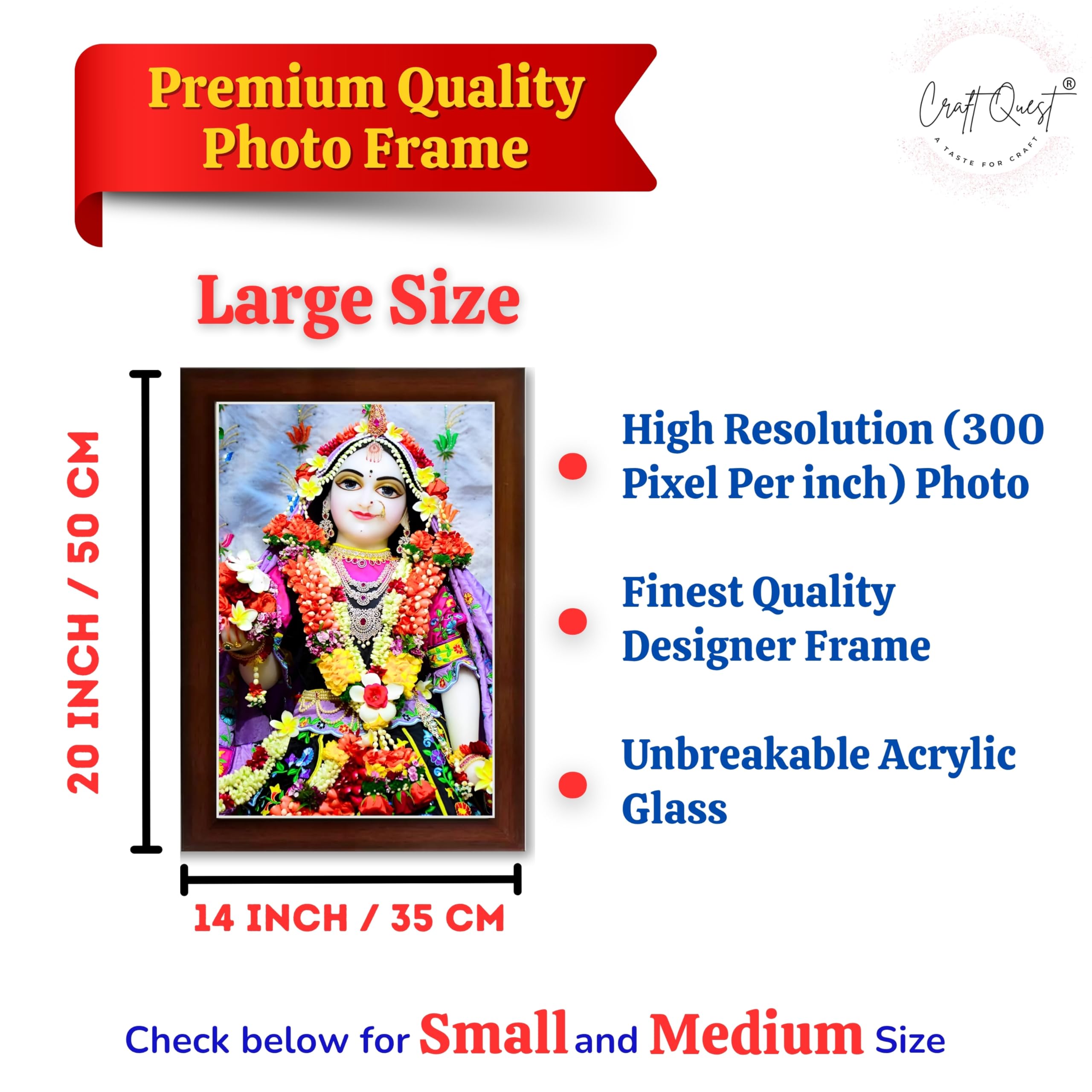CRAFT QUEST Shri Radha Rani Shringaar Darshan in Vrindavan Frame wooden framed