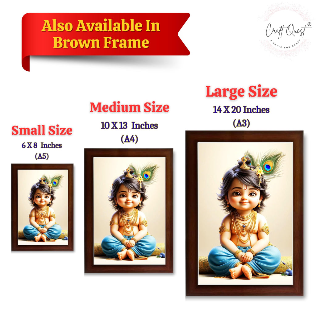CRAFT QUEST Bal Gopal Painting | Krishna Photo Frames for Walls, Home, Bedroom, Living Room and Home Decor Item