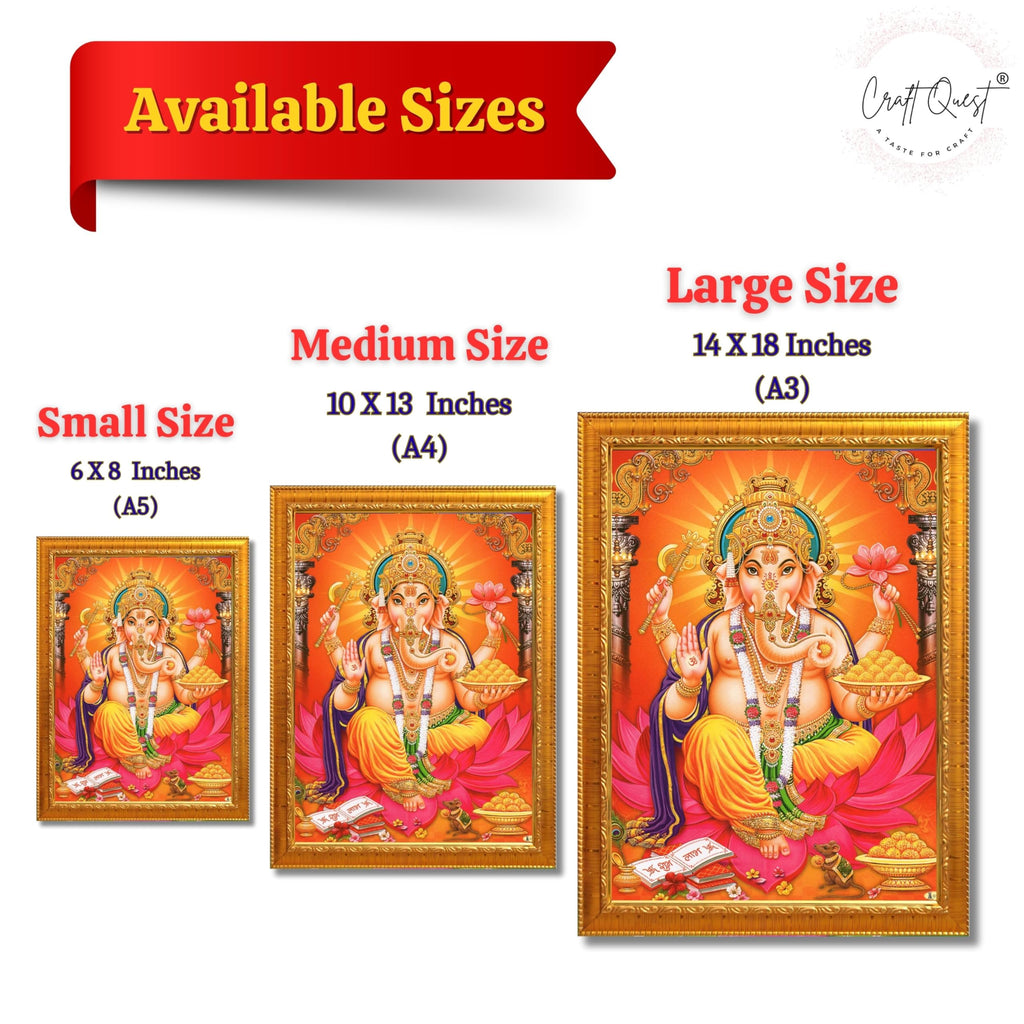 CRAFT QUEST Lord Ganpati Modern Wall Art Painting With Frame, Home and Office Decor Item