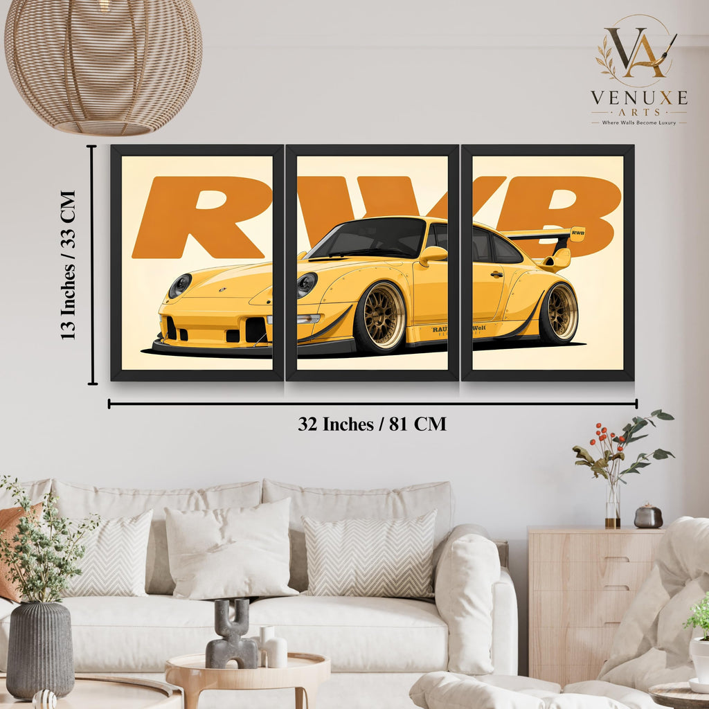 VENUXE ARTS Set Of 3 Big Sports Cars Framed Posters Gift Items for Boys Room Wall Decoration Bedroom Living Room Office Studio Décor | Car Poster Frame for Wall Décor