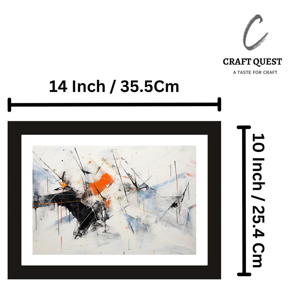 CRAFT QUEST Abstract Digital Mosaics Modern Art Painting Poster Frame for Home & Office Wall Decoration - Portrait, Wall Display (Black, 14x10 Inch Frame with Art Print) (Tropical Reverie)