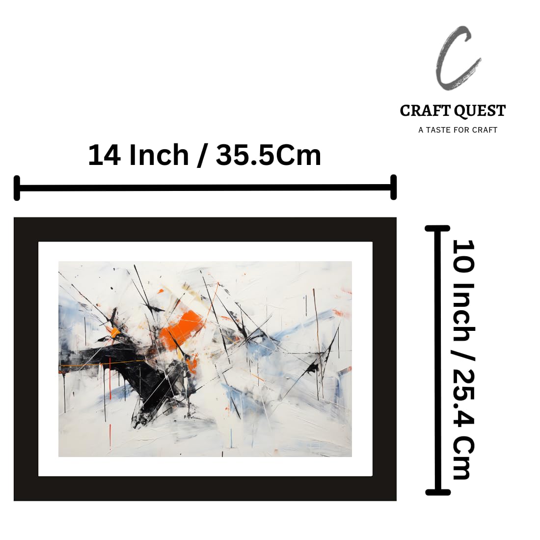 CRAFT QUEST Abstract Digital Mosaics Modern Art Painting Poster Frame for Home & Office Wall Decoration - Portrait, Wall Display (Black, 14x10 Inch Frame with Art Print) (Tropical Reverie)
