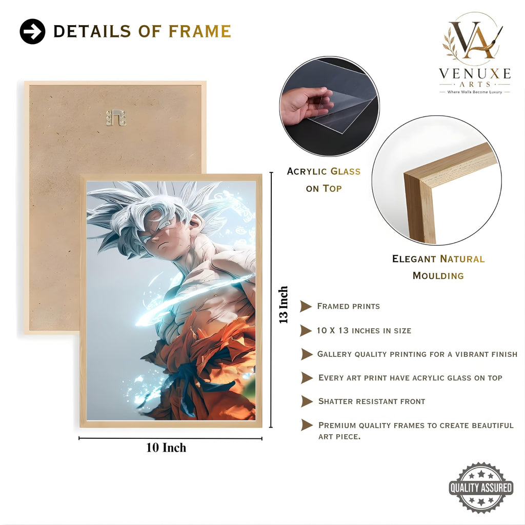 VENUXE ARTS Set Of 3 Anime Characters Wall Framed |Anime Characters Framed Poster for Living Room Bedroom Gaming Room Studio Wall Decor