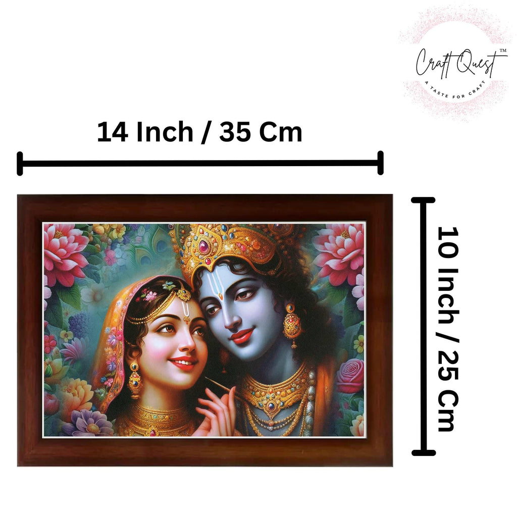 CRAFT QUEST Radha Krishna Art Photo Framed Painting for Home and Bedroom Wall Decoration of Size 14X10 Inches with Frame And Acrylic Glass RK205