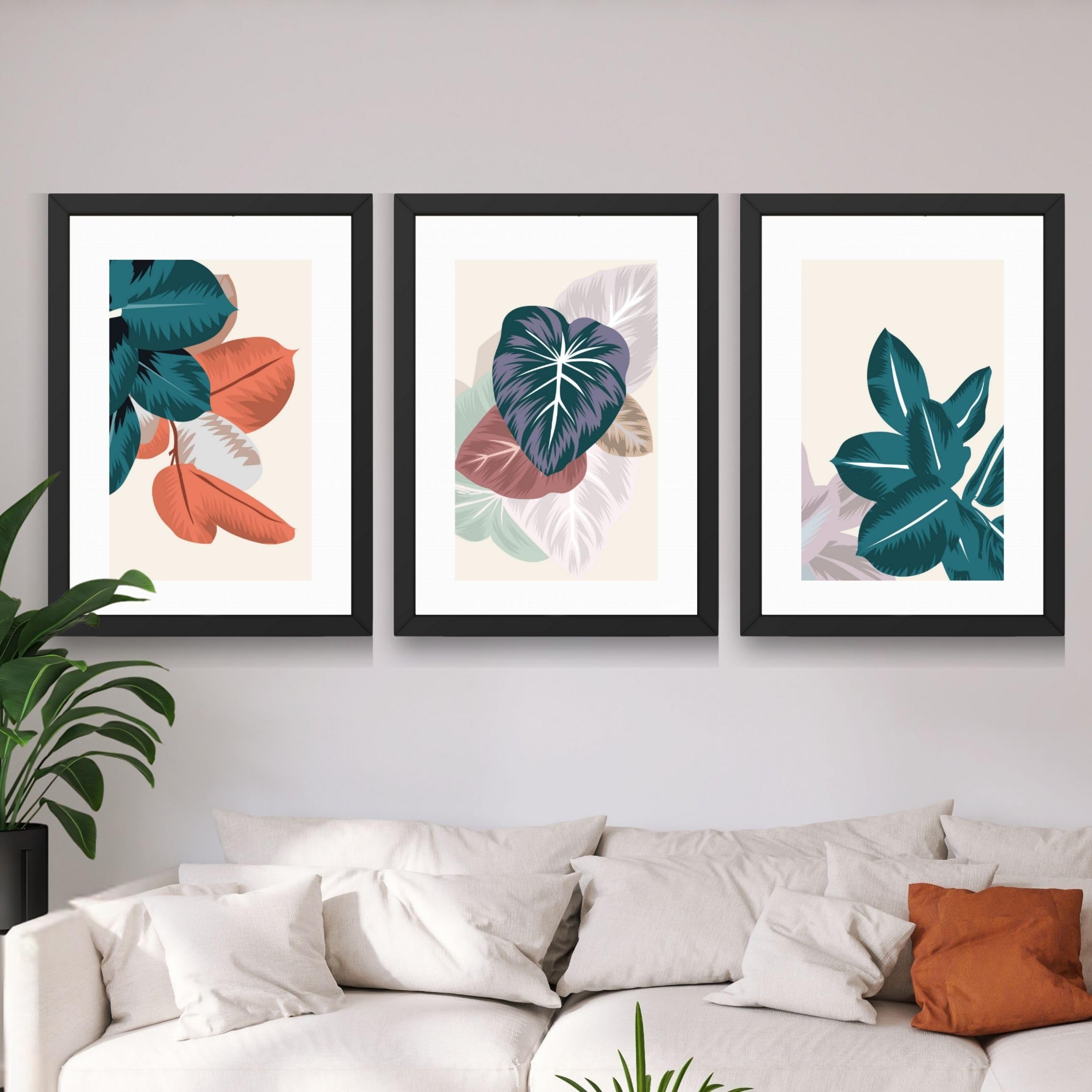 CRAFT QUEST Wall Art Decor Paintings | Set of 3 FLORAL Wall Art Frames for Home Decoration | Ideal for Living Room, Bedroom & Offices