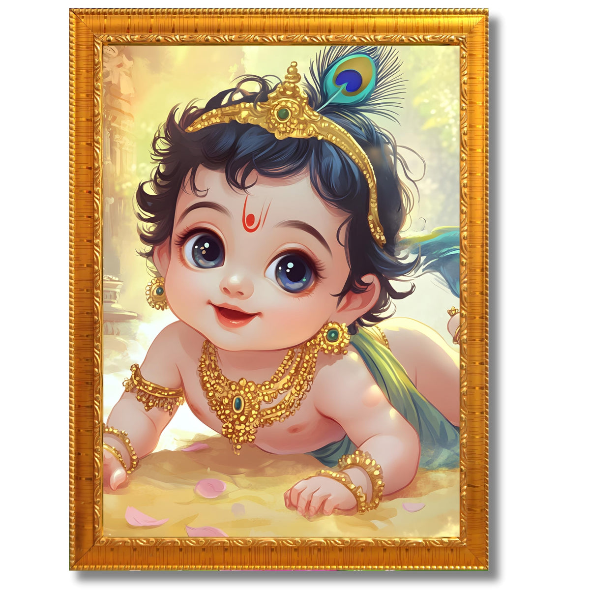 CRAFT QUEST Shri Bal Gopal Painting | Baby Krishna Photo Frame | Walls, Home, Living Room and Home Décor
