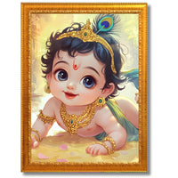 CRAFT QUEST Shri Bal Gopal Painting | Baby Krishna Photo Frame | Walls, Home, Living Room and Home Décor
