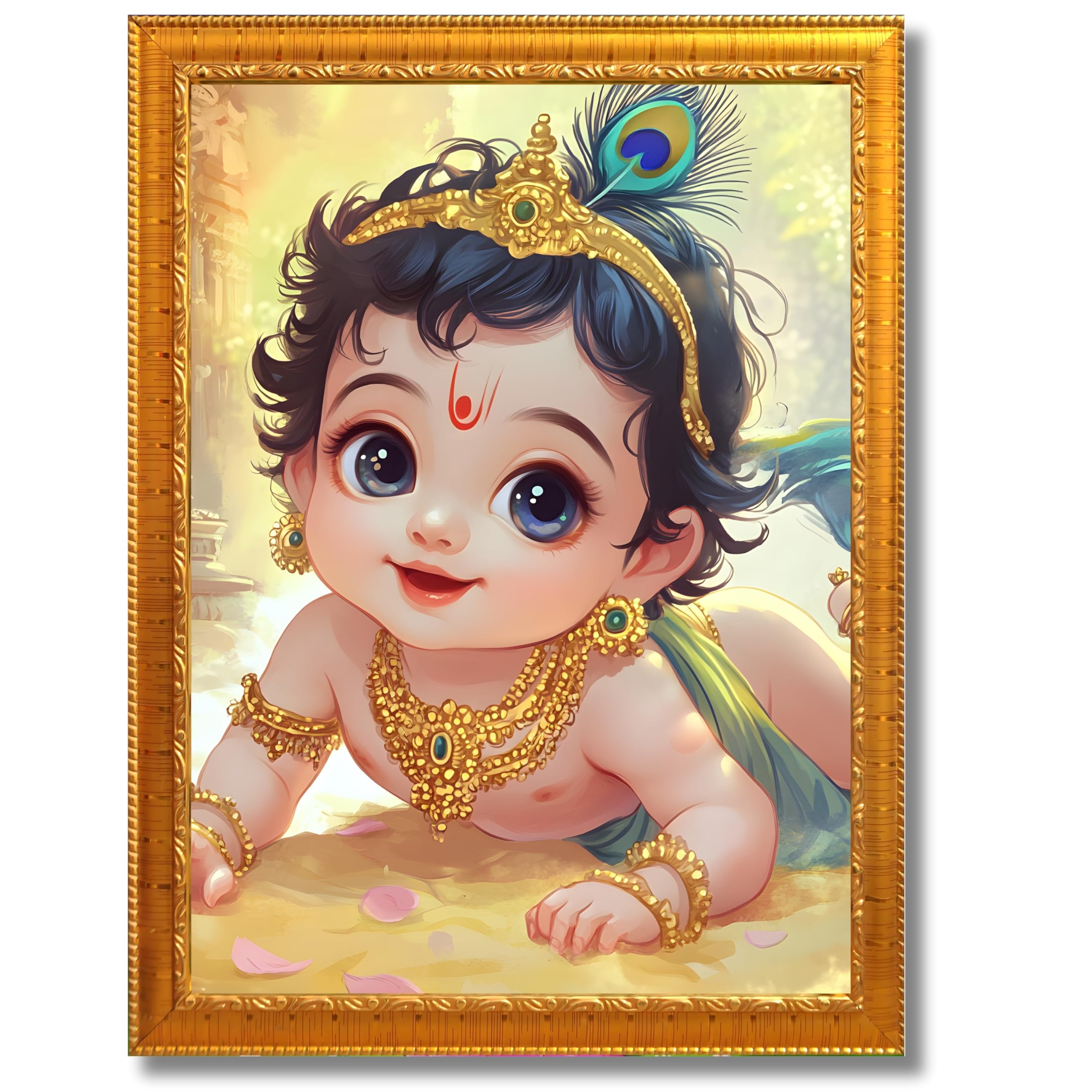 CRAFT QUEST Shri Bal Gopal Painting | Baby Krishna Photo Frame | Walls, Home, Living Room and Home Décor