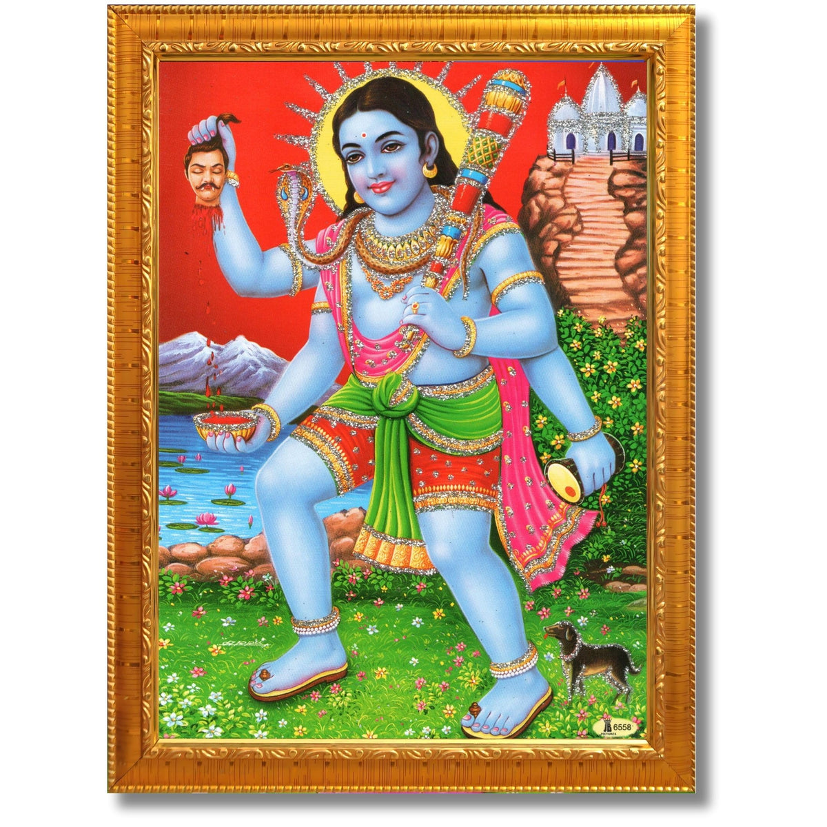 CRAFT QUEST Kaal Bhairav/Lord Bhairava/Bhairon Baba/Bhairavnath/Batuk Bhairav photo frame Religious Brown Photo Frame & Acrylic Sheet Glass