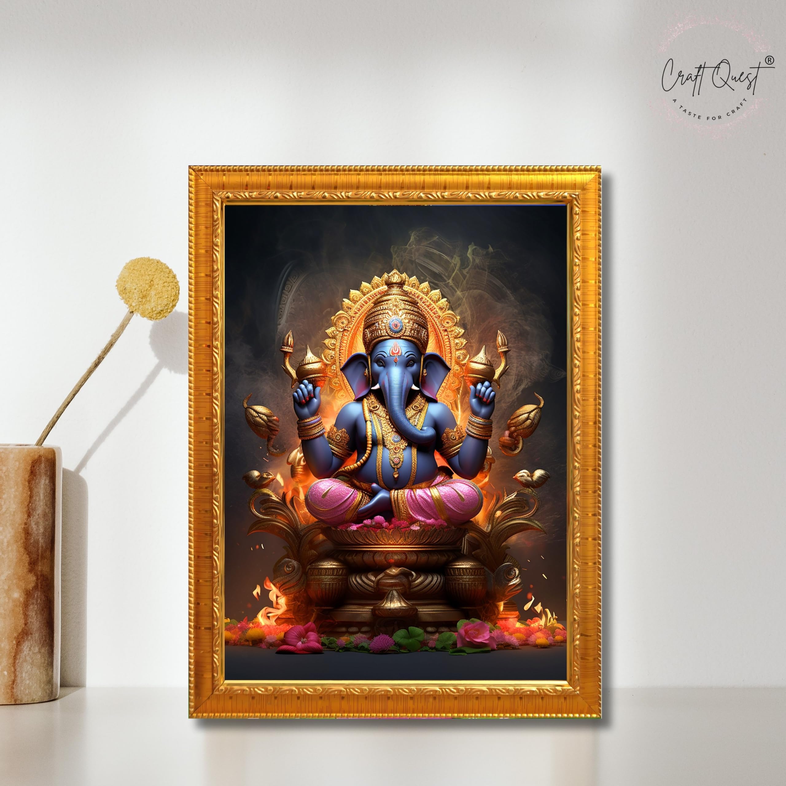 CRAFT QUEST God Ganpati Modern Wall Art Painting With Frame For Pooja,Office and Home Decor Item