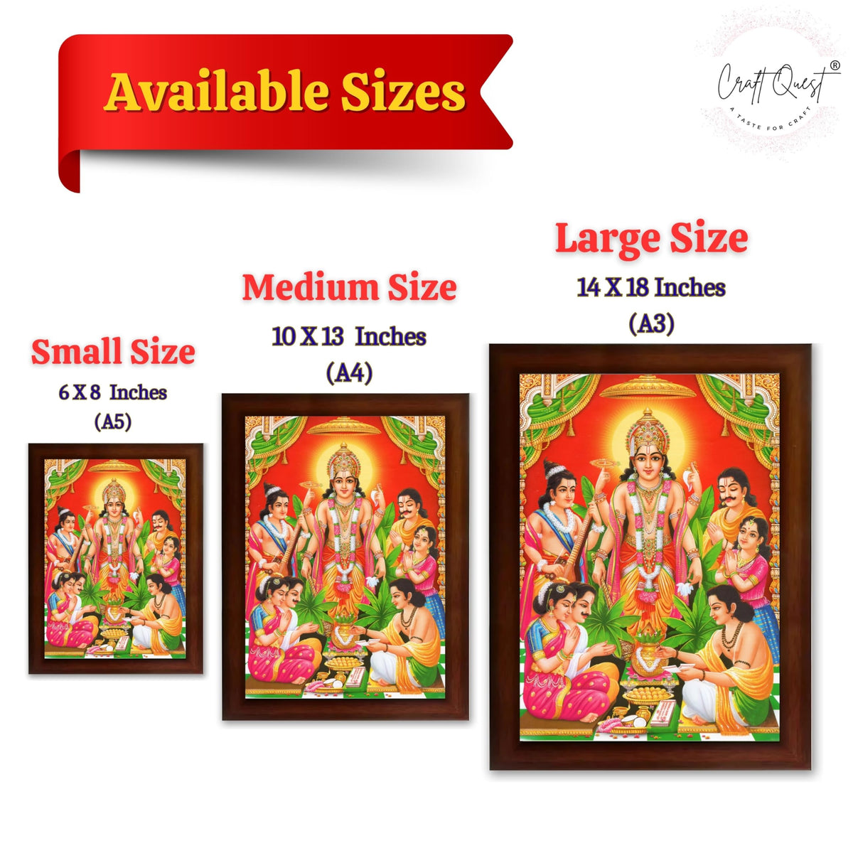 CRAFT QUEST Satyanarayana Swamy God Satyanarayan Photo Frame | Religious Photo Frame | Ideal for Home, Office, Temple & Puja Room, Wall Decor