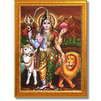 CRAFT QUEST Ardhanarishvara Arthanareeswara Shiv Parvati Photo Frame | Hindu God Spiritual Framed | Ideal for Home, Office, Temple & Puja Room, Wall Decor