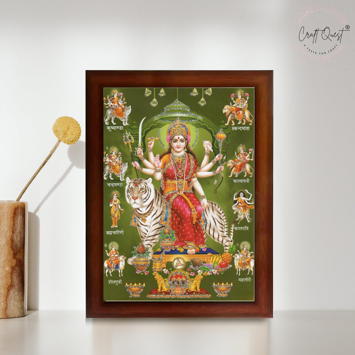 CRAFT QUEST Durga Maa Nav Navadurga Navdurga Wall Painting Framed Home Decor Items