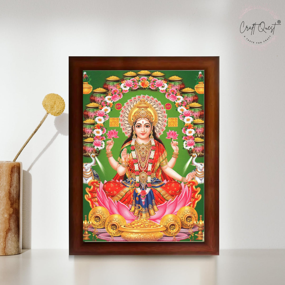 CRAFT QUEST Goddess Lakshmi Devi Dhana Vaibhav Laxmi Maa Wall Painting Frame Home Decor