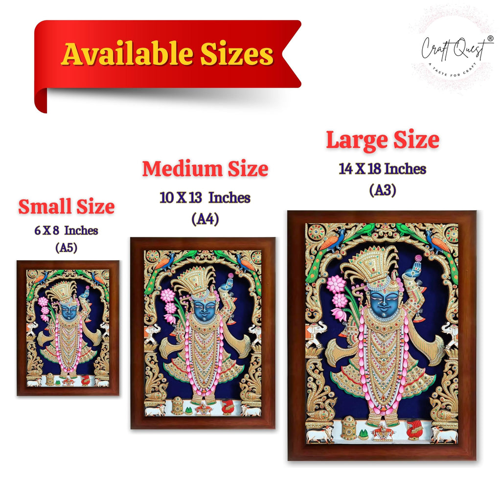 CRAFT QUEST Shreenath ji shree nathaji bhagvan Photo Frame for Wall Hanging/Gift/Temple/puja Room/Home Decor Frame with Unbreakable Acrylic Glass