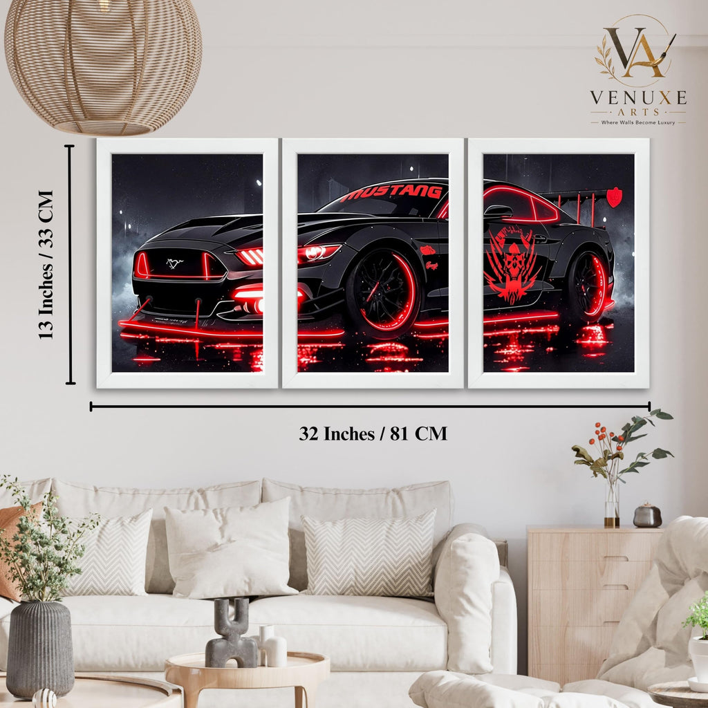 VENUXE ARTS Set Of 3 Big Sports Cars Framed Posters Gift Items for Boys Room Wall Decoration Bedroom Living Room Office Studio Décor | Car Poster Frame for Wall Décor