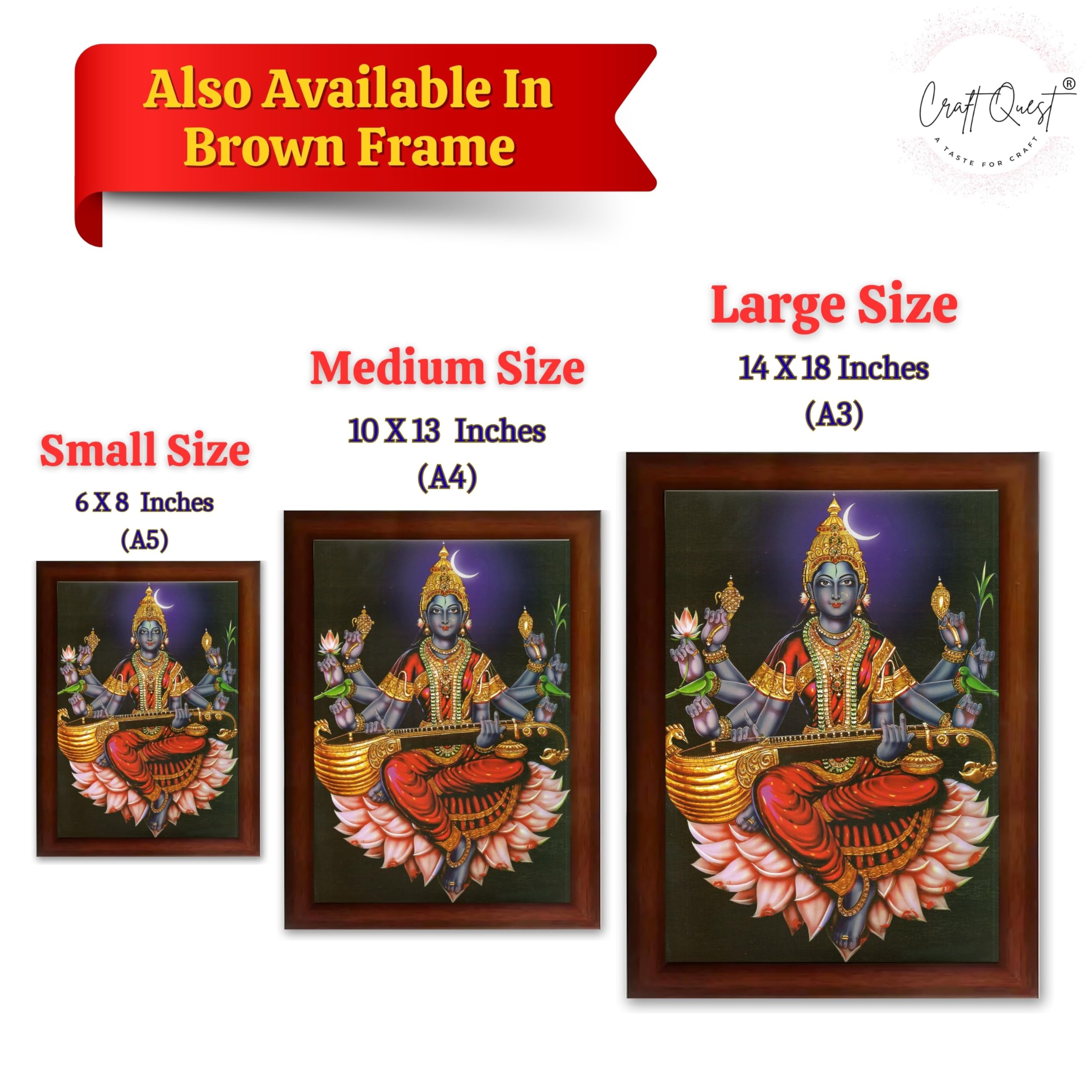 CRAFT QUEST Raja Syamala Devi Shyamala Matangi Wall Painting Framed | South God Picture Frame for Home, Office, Temple & Gifting, Decor