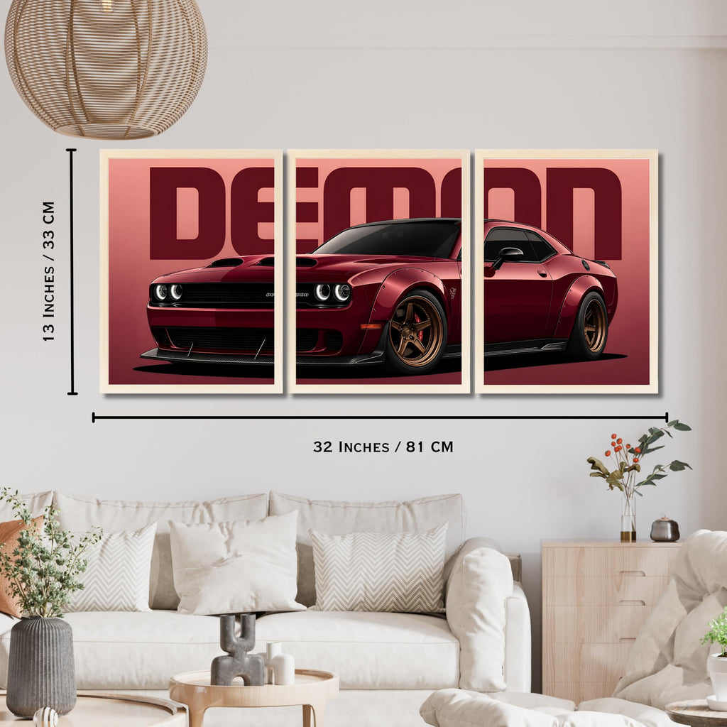 VENUXE ARTS Set Of 3 Big Sports Cars Framed Posters Gift Items for Boys Room Wall Decoration Bedroom Living Room Office Studio Décor | Car Poster Frame for Wall Décor