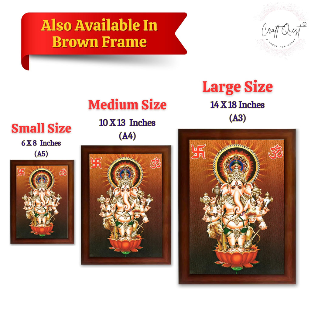 CRAFT QUEST Drishti Ganapati ji for Entrance Vastu Ganesha Wall Painting Framed Home Decor | Religious God Picture Frame for Home, Office, Temple & Gifting