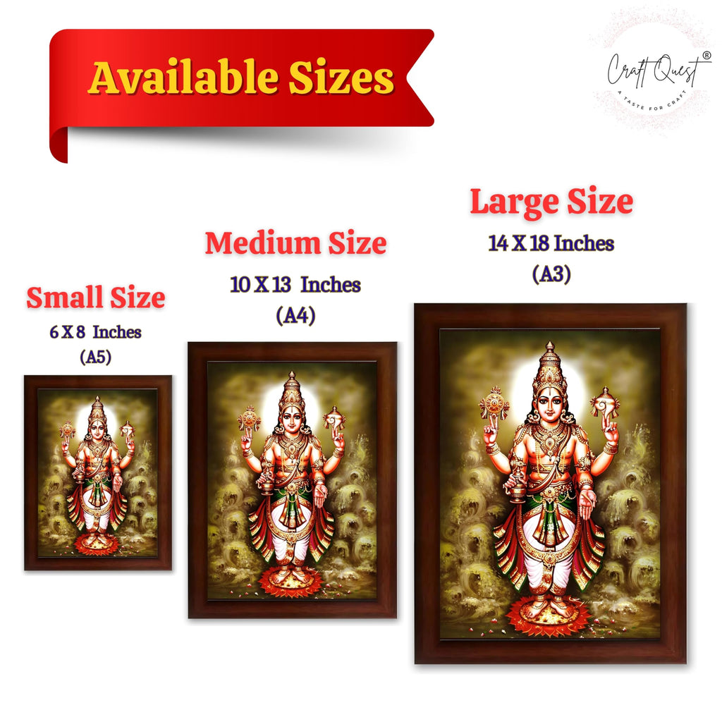 CRAFT QUEST Lord Dhanvantari Dhanwantri Wall Photo Framed For Home, Pooja, Temple, Gift, Wall Décor Item