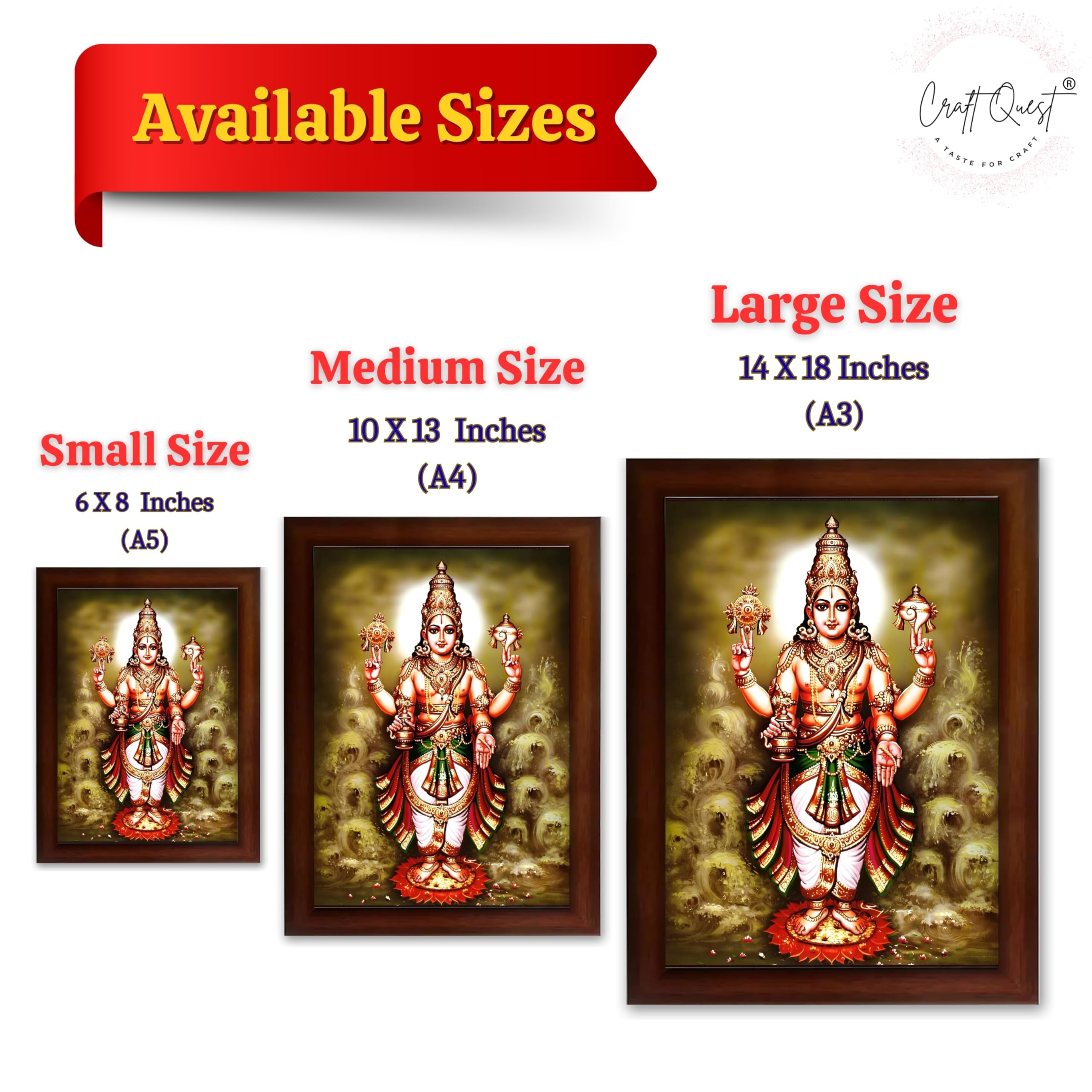 CRAFT QUEST Lord Dhanvantari Dhanwantri Wall Photo Framed For Home, Pooja, Temple, Gift, Wall Décor Item