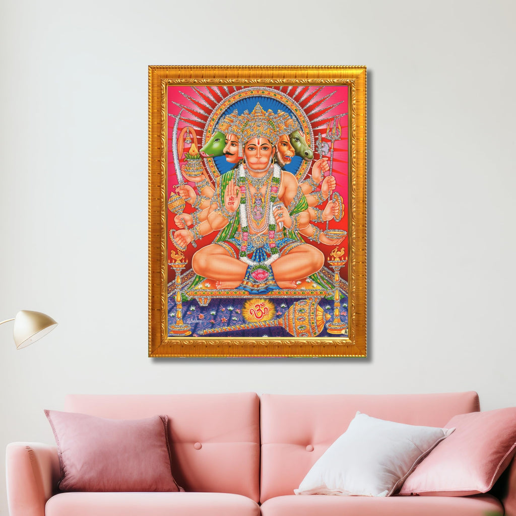 CRAFT QUEST Panchmukhi Hanuman JI | Bajrangbali Religious Photo frame home Decorative item