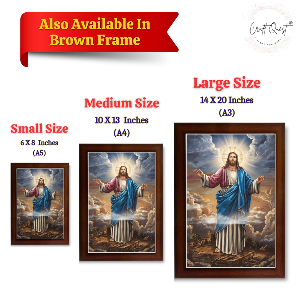CRAFT QUEST Jesus Christ Photo with Frame, Jesus Painting, Christian Wall Frames Home and Décor