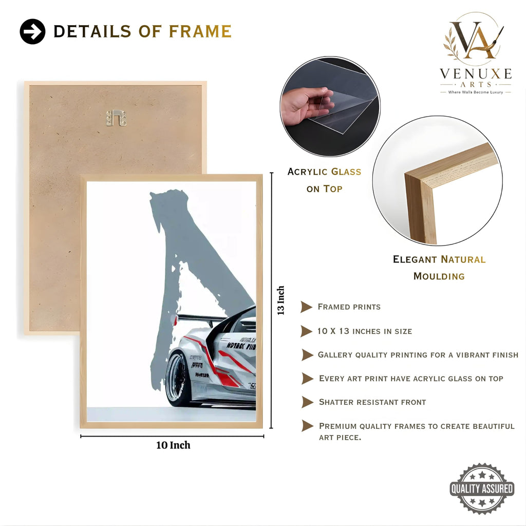 VENUXE ARTS Set Of 3 Big Sports Cars Framed Posters Gift Items for Boys Room Wall Decoration Bedroom Living Room Office Studio Décor | Car Poster Frame for Wall Décor