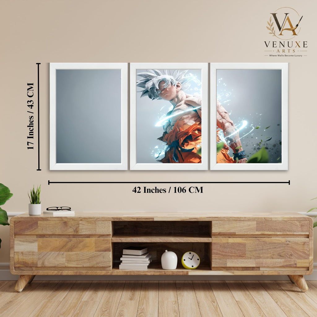 VENUXE ARTS Set Of 3 Anime Characters Wall Framed |Anime Characters Framed Poster for Living Room Bedroom Gaming Room Studio Wall Decor