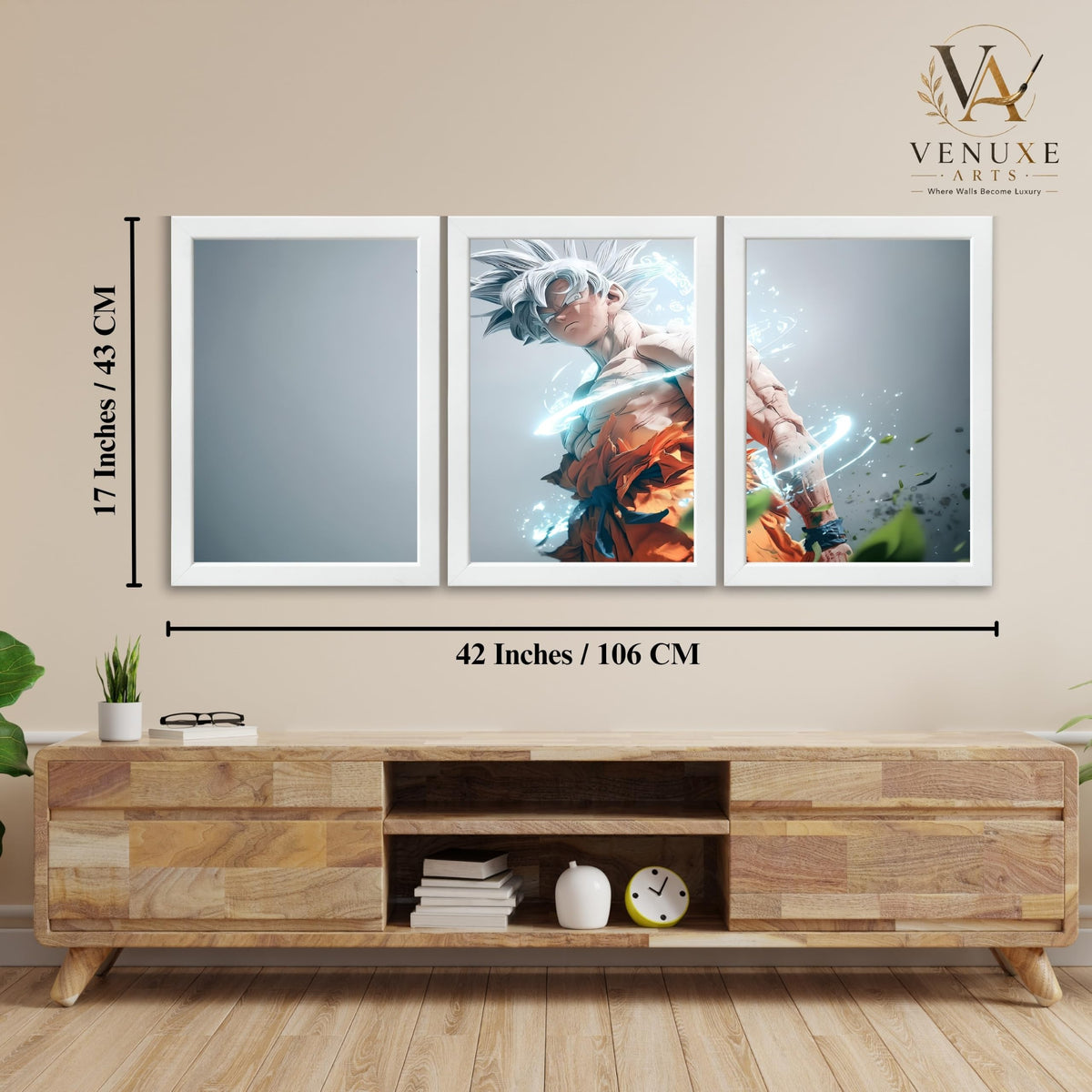 VENUXE ARTS Set Of 3 Anime Characters Wall Framed |Anime Characters Framed Poster for Living Room Bedroom Gaming Room Studio Wall Decor