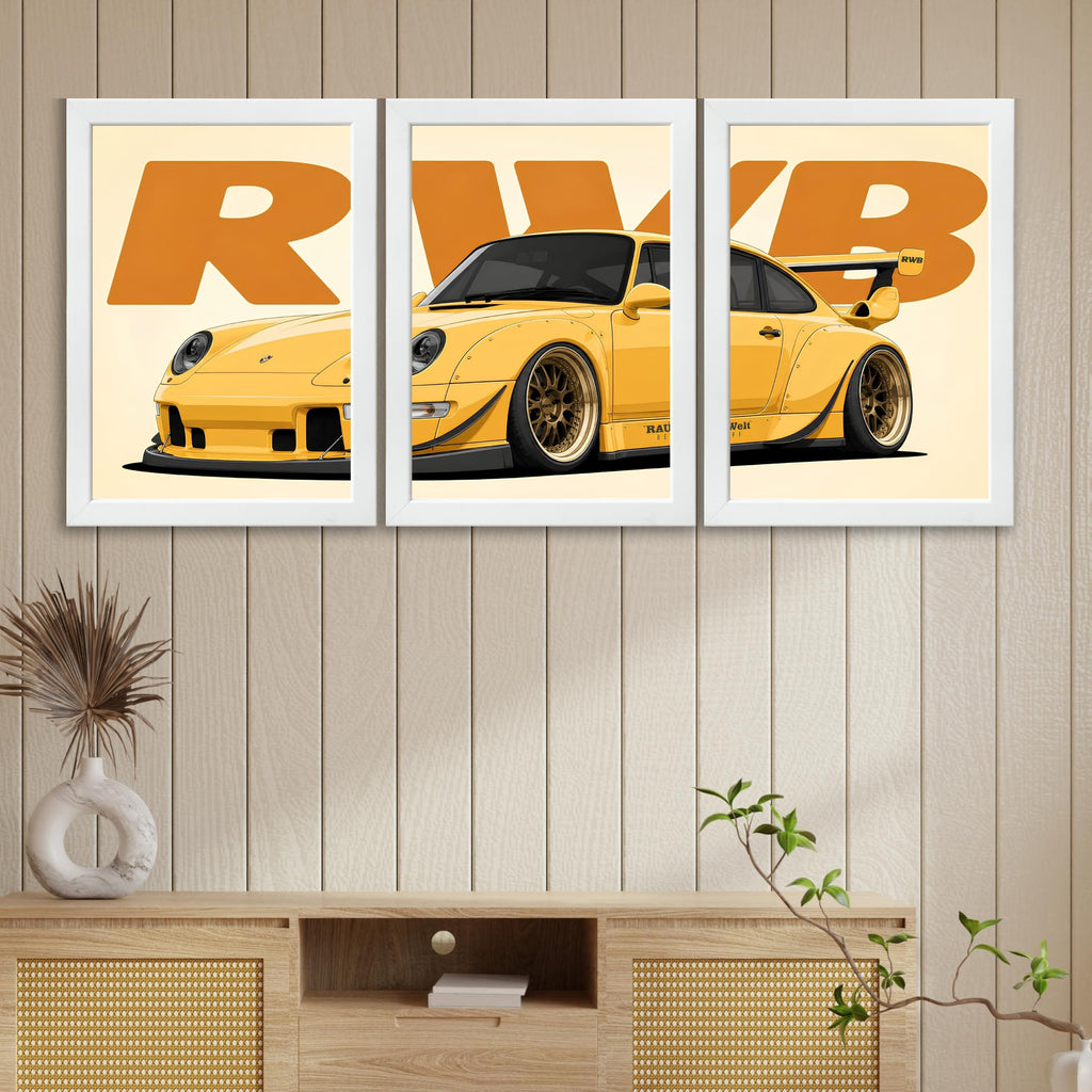 VENUXE ARTS Set Of 3 Big Sports Cars Framed Posters Gift Items for Boys Room Wall Decoration Bedroom Living Room Office Studio Décor | Car Poster Frame for Wall Décor