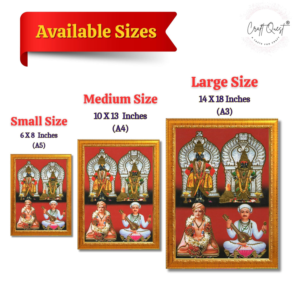 CRAFT QUEST Lord Shri Vitthal Rukmini Photo Frame with Acrylic Sheet Wall Hanging/Gift/Temple/puja Room/Home Decor Frame Item