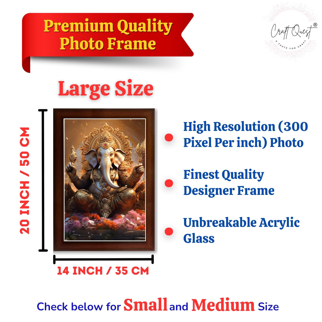 CRAFT QUEST Lord Ganesha Art Framed Wall Painting With Frame For Home and Pooja,Office Décor Items