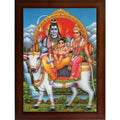 Craft Quest Shiv Parivar (Shiv Shankar, Maa Parvati, Ganesh and Kartikey) Religious Wood Photo Frame Sparkle Coated (Multicolour, 14 X 10 inch, Brown)
