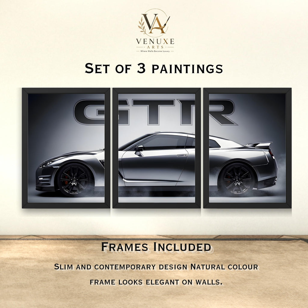 VENUXE ARTS Set Of 3 Big Sports Cars Framed Posters Gift Items for Boys Room Wall Decoration Bedroom, Living Room, Office, Studio Décor | Car Poster Frame for Wall Décor