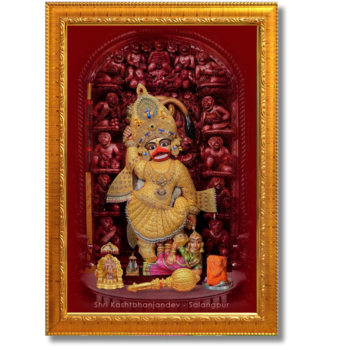 CRAFT QUEST Shree Kashtabhanjan Dev Hanumanji Salangpur Religious Photo Frame Synthetic, Wall hangings