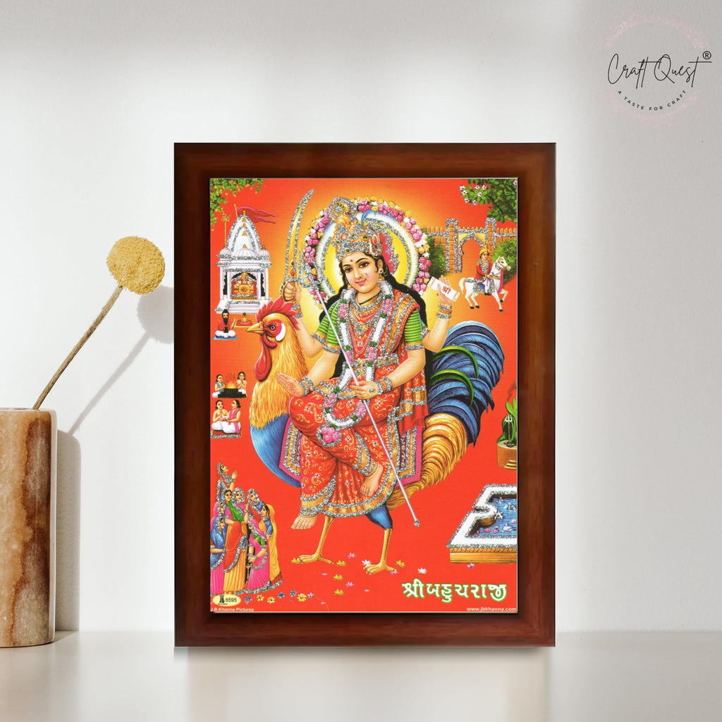 CRAFT QUEST Bahuchar Maa Mata Bahuchara Bahucharaji Wall Painting Framed Home Décor