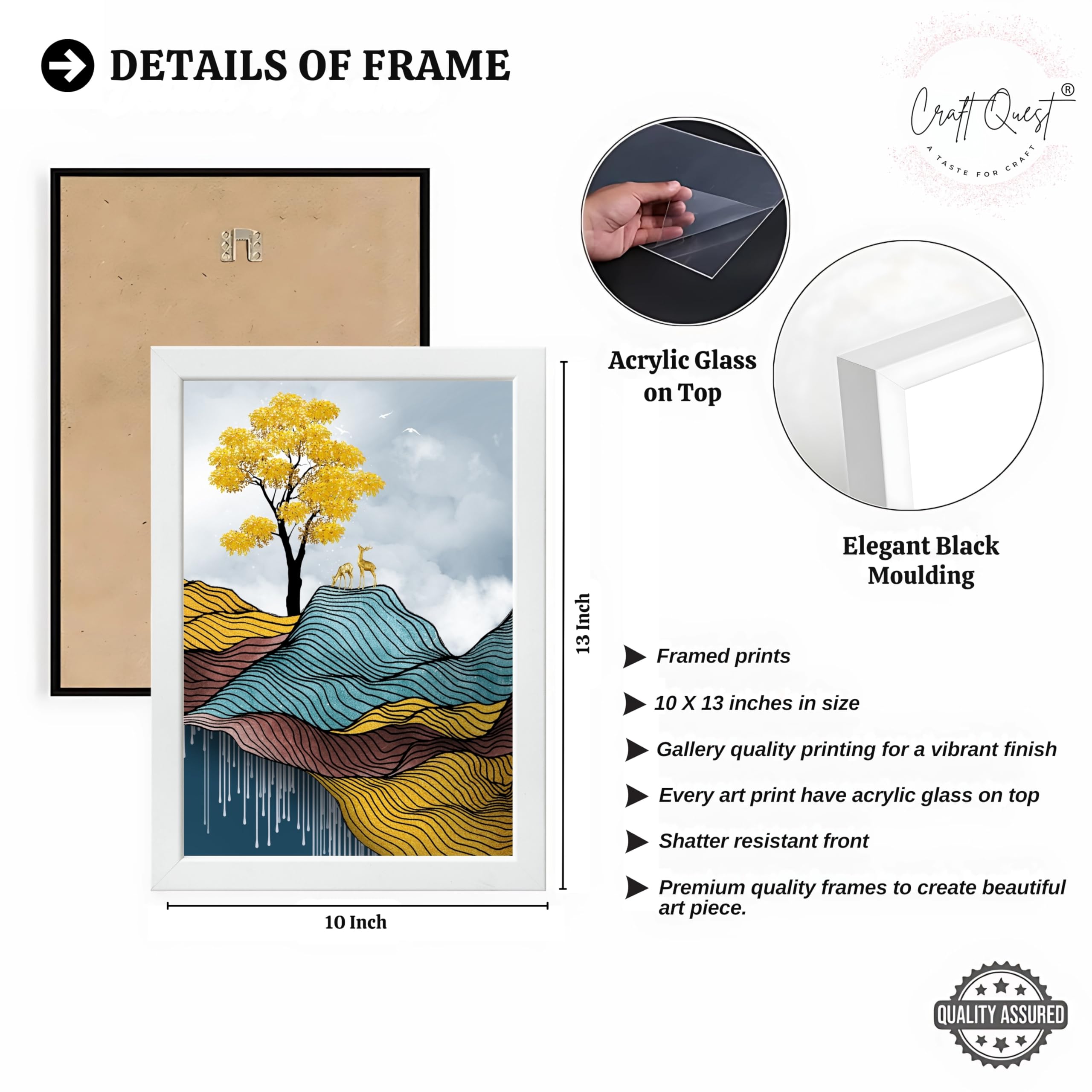 CRAFT QUEST Modern Abstract Landscape Art | Set of 3 Frames for Home Decoration | Ideal for Living Room, Bedroom & Offices