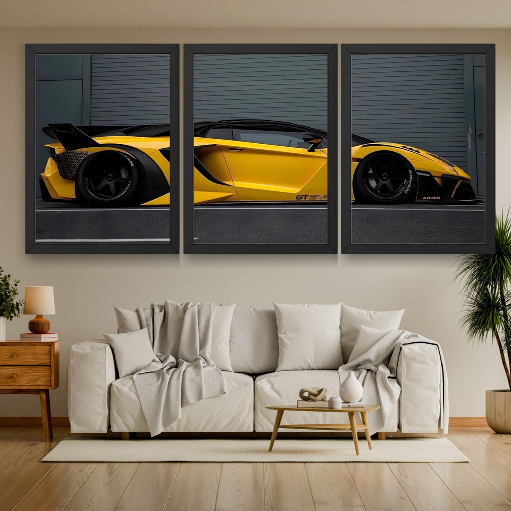 VENUXE ARTS Set Of 3 Big Sports Cars Framed Posters Gift Items for Boys Room Wall Decoration Bedroom Living Room Office Studio Décor | Car Poster Frame for Wall Décor