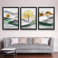 CRAFT QUEST Modern Art Landscapes Abstract Of Moose Golden Mural Wall Art | Set of 3 Frames for Home Decoration | Ideal for Living Room, Bedroom & Offices