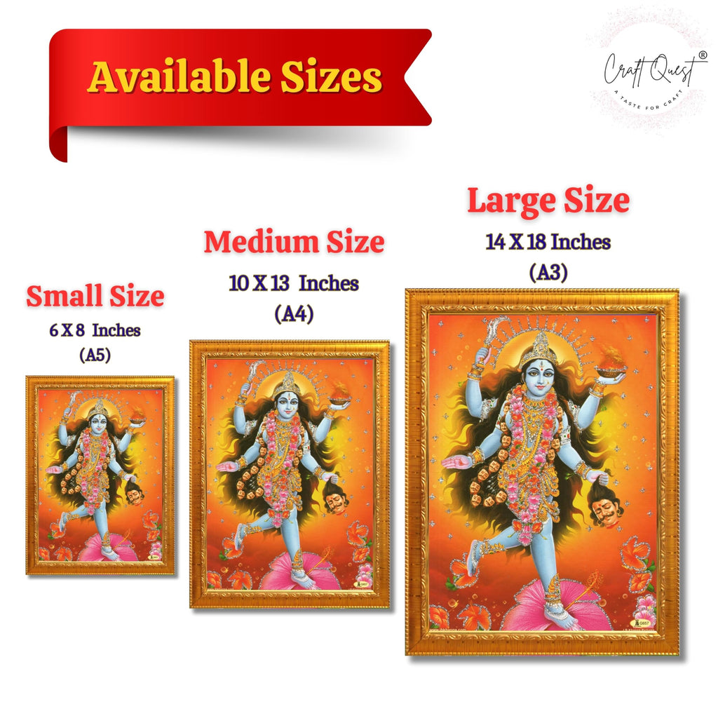 CRAFT QUEST Maha Kali Maa Kalika Mata Mahakali Shiv Shiva Wall Painting Framed Home Decor