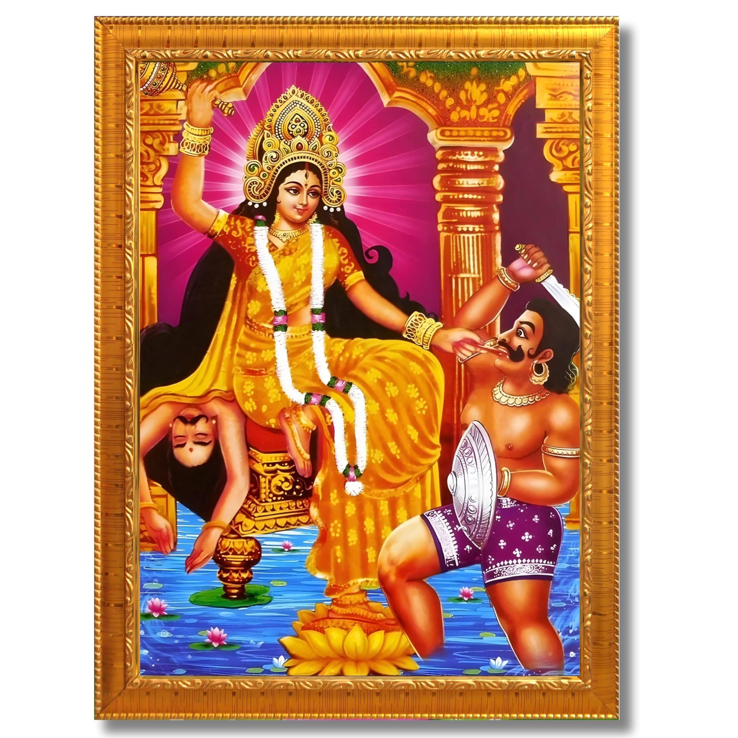 CRAFT QUEST Baglamukhi maa/mata Photo Frame | Hindu God Spiritual Framed | Ideal for Home, Office, Temple & Puja Room, Wall Decor
